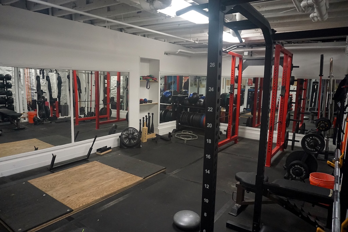 Gym with various workout equipment